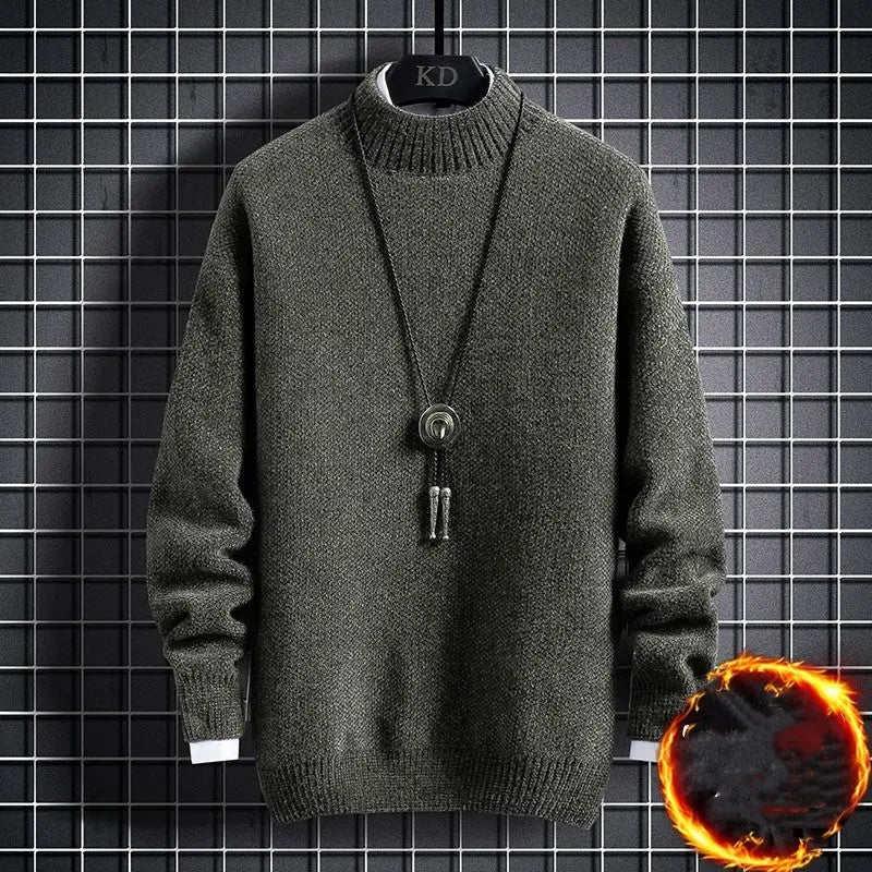 Winter Plus Fleece Thickened Student Middle Collar Warm Bottoming Sweater - InsPrint