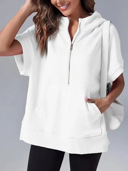 Women's Three-point Short-sleeved Hooded Sweatshirt - InsPrint