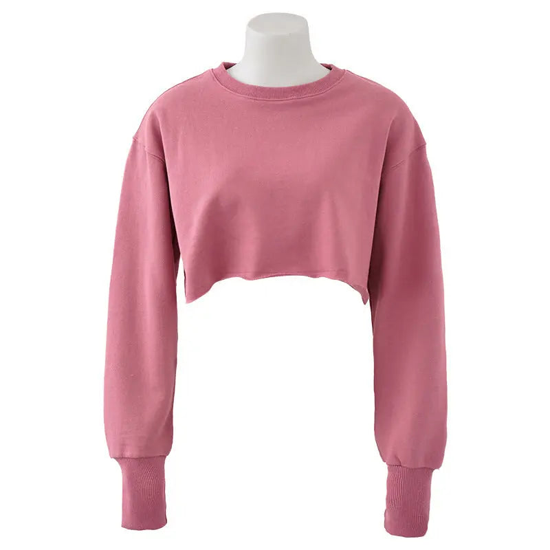 Women's Fashion Solid Color Short Sweatshirt - InsPrint