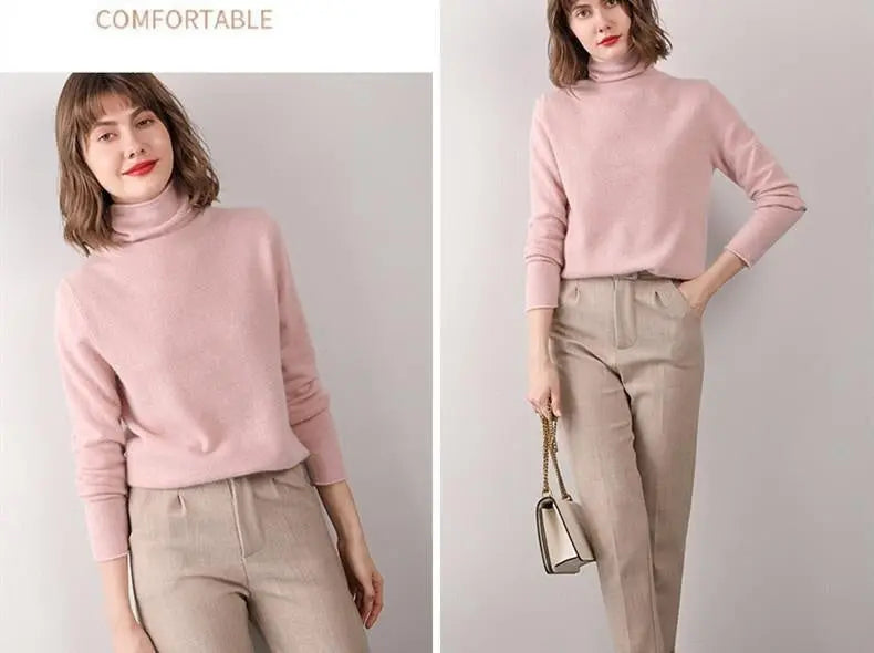 Turtleneck Western Style Inner Wear Thin Knitted Cashmere Sweater - InsPrint