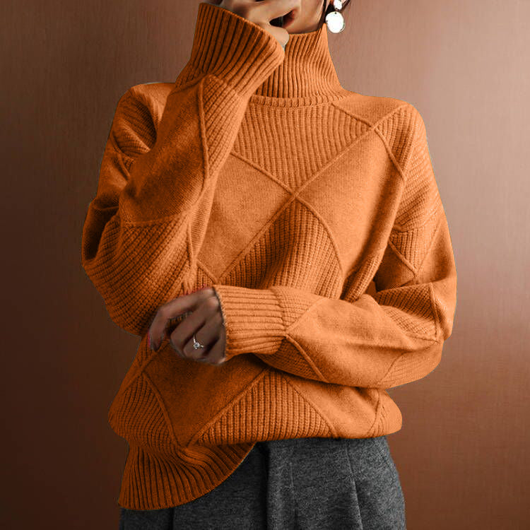 Loose High Collar Warm Sweater Solid Color Knitted Women CJMY1932580