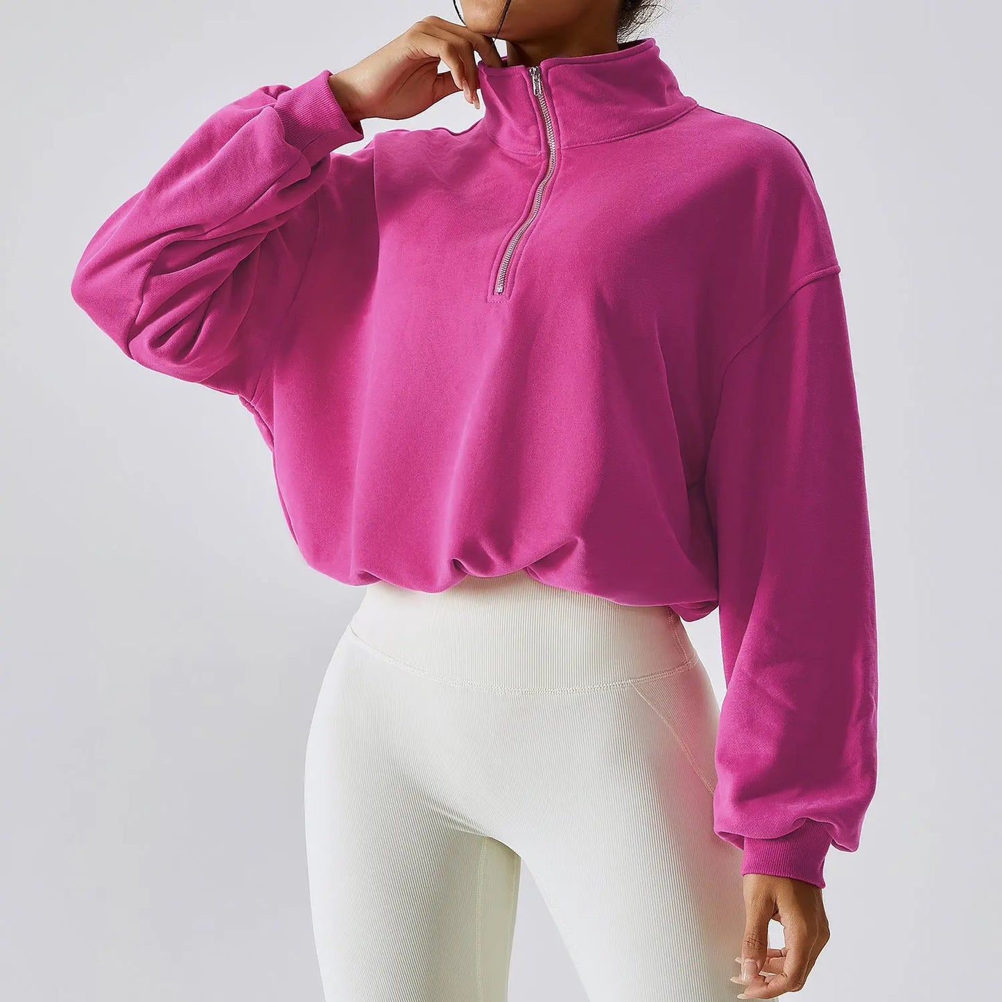 Pullover High Neck Fitness Sports Sweatshirt For Women - InsPrint