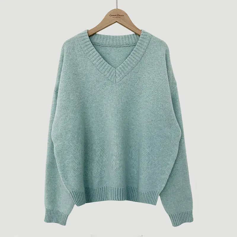 South Korea Basic Style V-neck Pullover Sweater Thermal Knitting - InsPrint