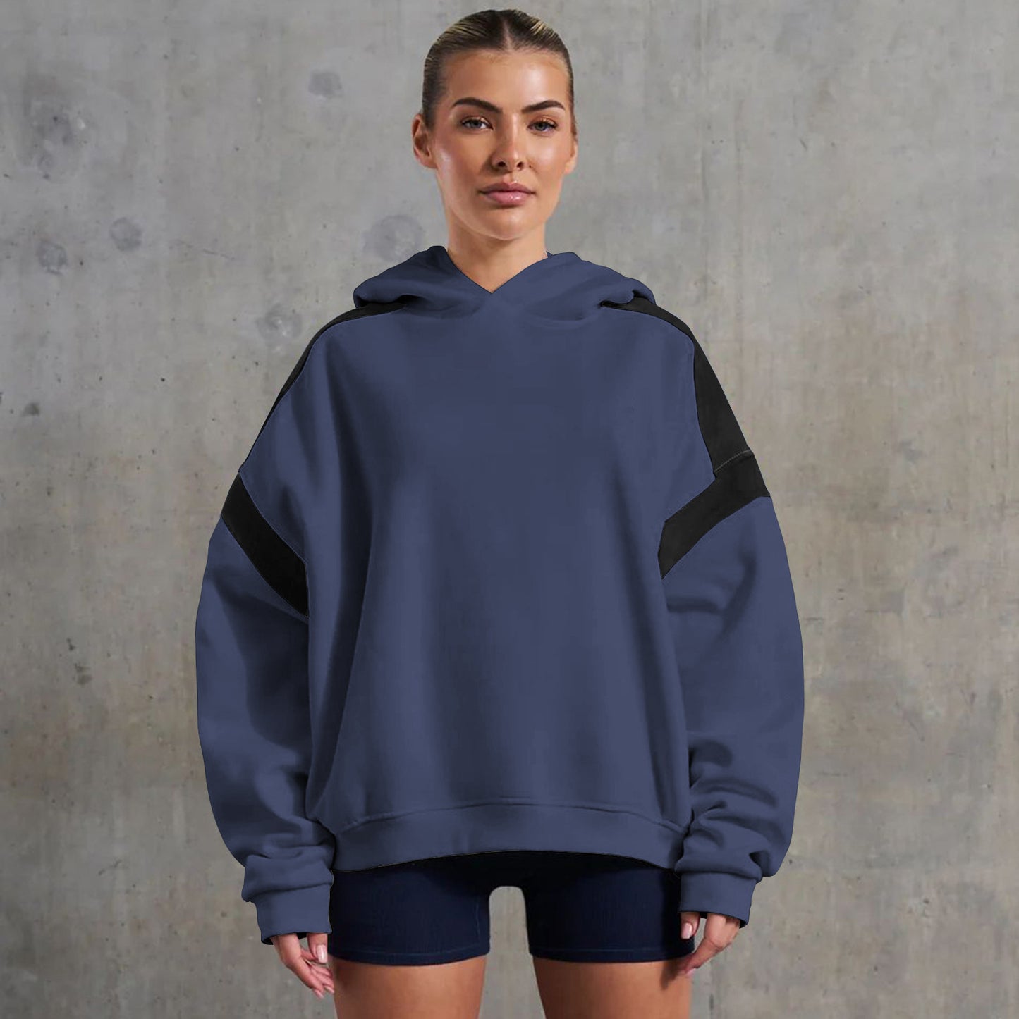 Contrast Colour Drop Shoulder Women's Hoodie - InsPrint