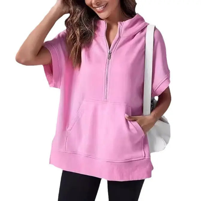 Women's Three-point Short-sleeved Hooded Sweatshirt - InsPrint