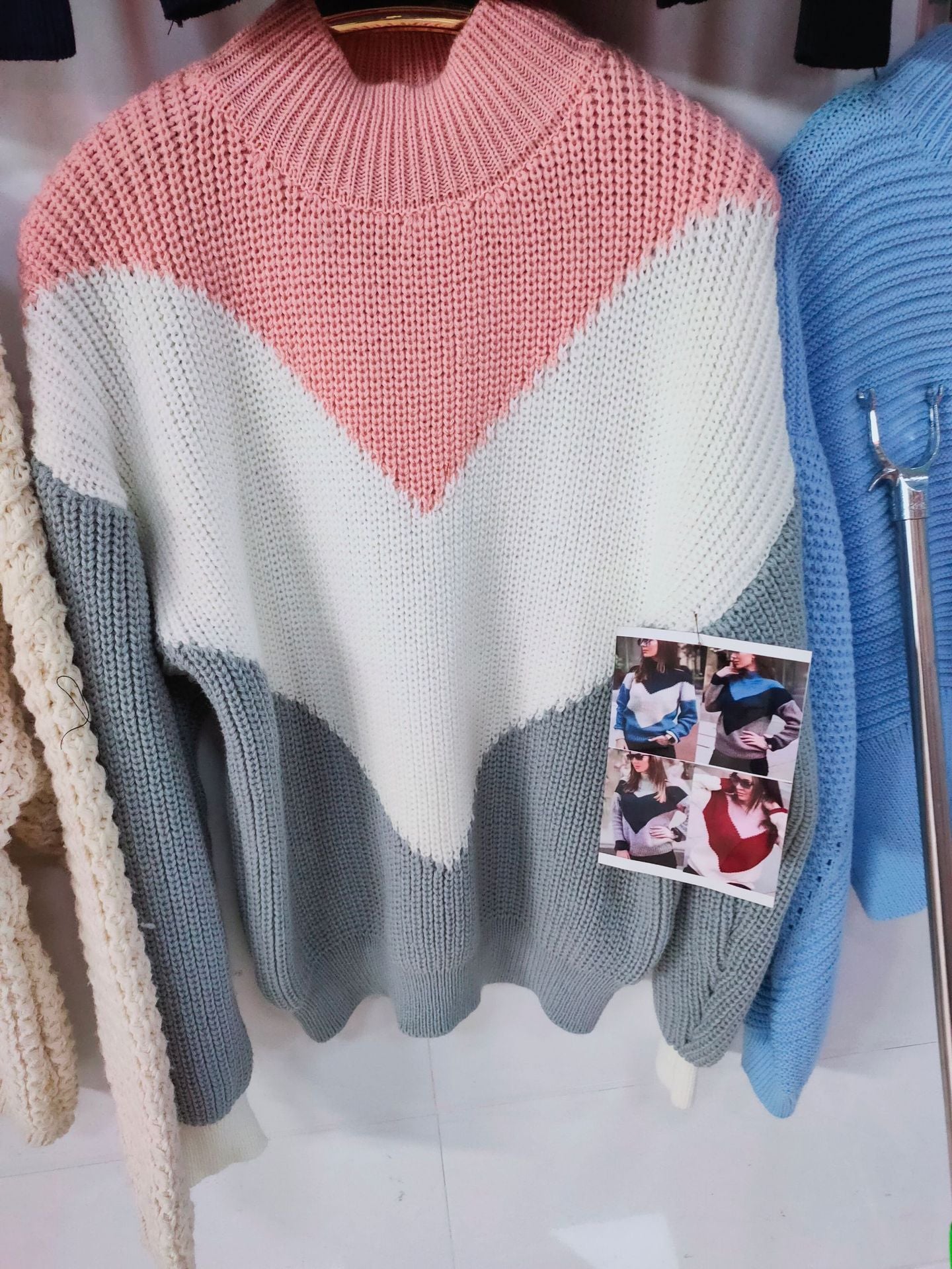 Women's Autumn And Winter Stitching Striped Knit Sweater CJWY1912078