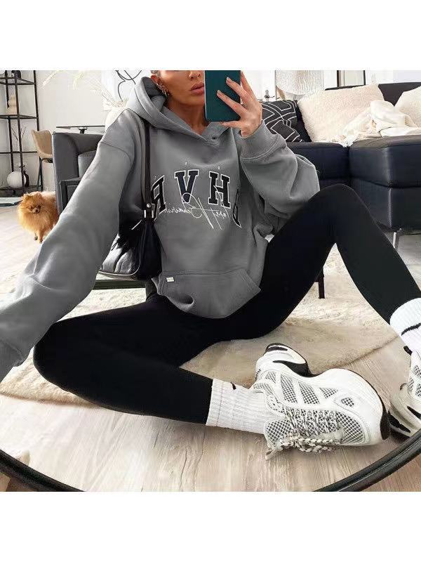 Ladies Letter Print Warm Long Sleeve Sweatshirt CJWY1912078