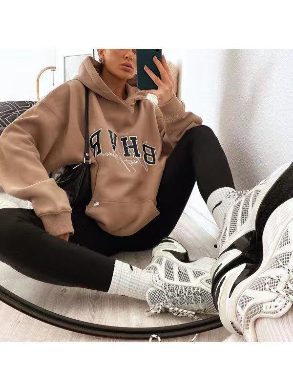 Ladies Letter Print Warm Long Sleeve Sweatshirt CJWY1912078