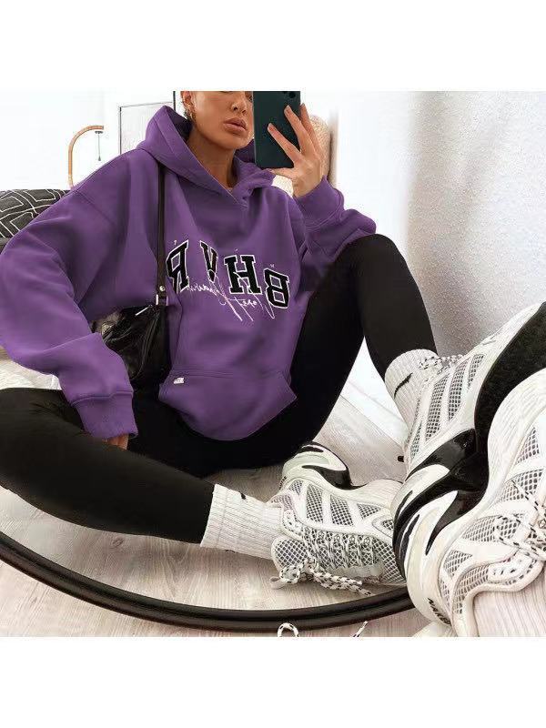 Ladies Letter Print Warm Long Sleeve Sweatshirt CJWY1912078