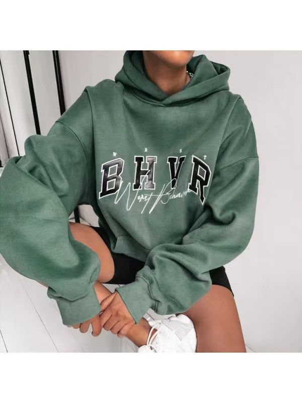 Ladies Letter Print Warm Long Sleeve Sweatshirt CJWY1912078