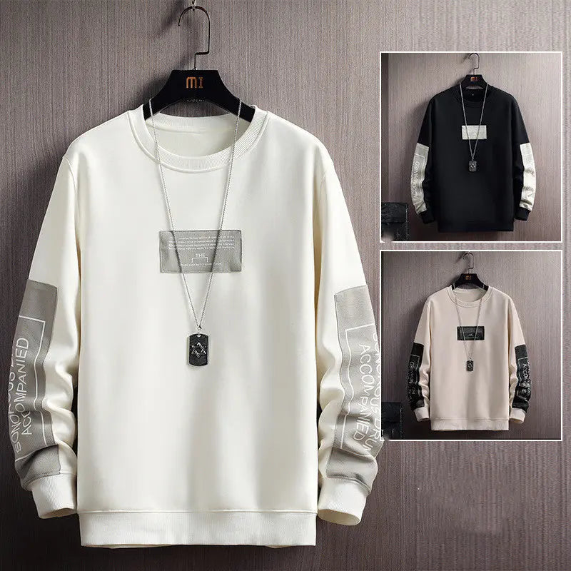 Round Neck Sweatshirt Men's Long-Sleeved T-Shirt Loose Trend All-Match Top - InsPrint