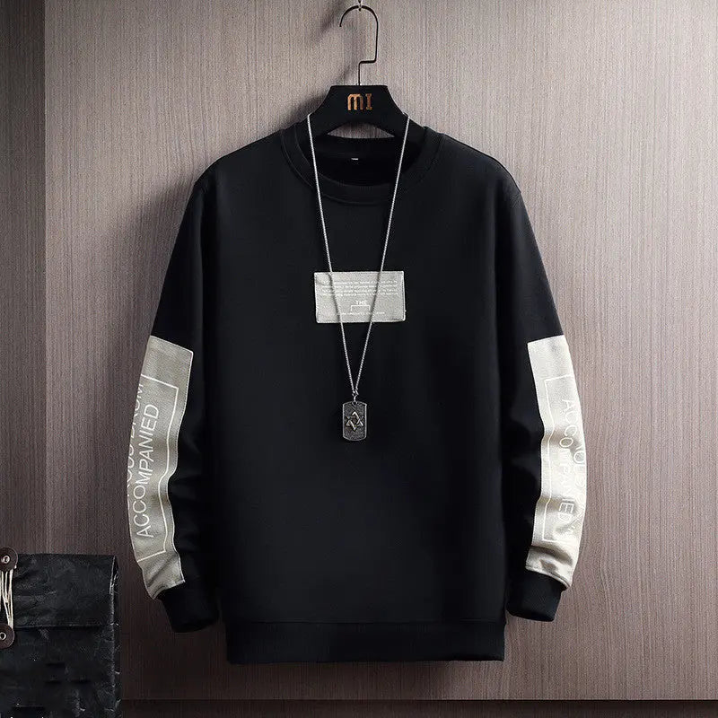 Round Neck Sweatshirt Men's Long-Sleeved T-Shirt Loose Trend All-Match Top - InsPrint