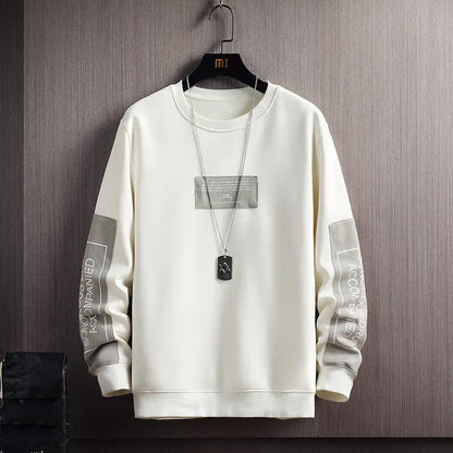 Round Neck Sweatshirt Men's Long-Sleeved T-Shirt Loose Trend All-Match Top - InsPrint