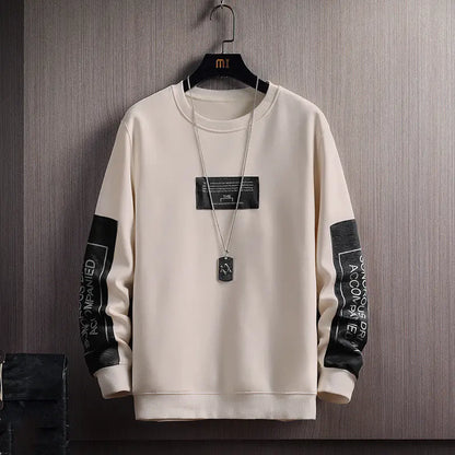 Round Neck Sweatshirt Men's Long-Sleeved T-Shirt Loose Trend All-Match Top - InsPrint