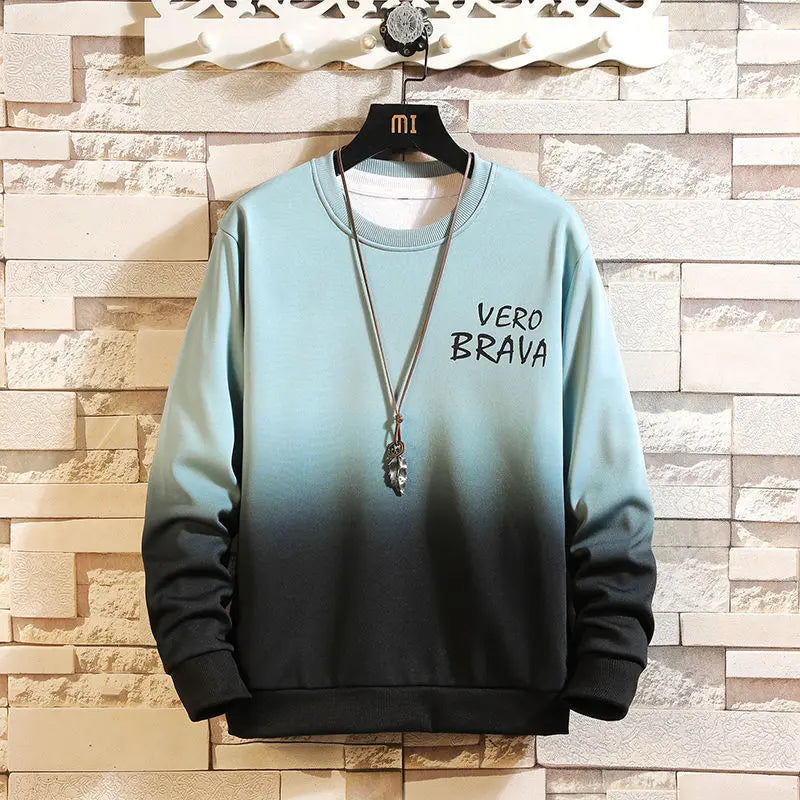 Round Neck Gradient Long-Sleeved Casual Sweatshirt - InsPrint