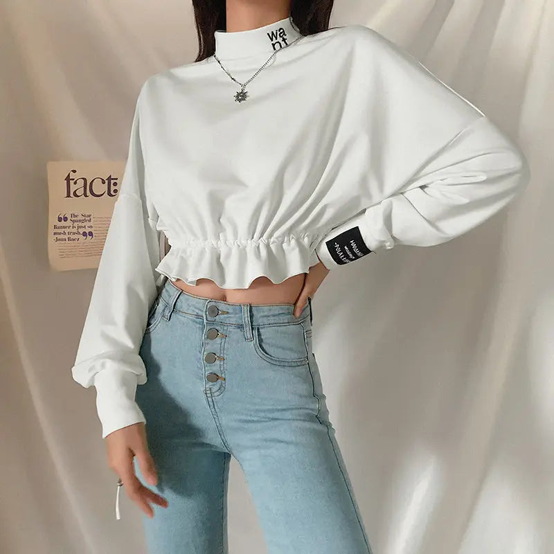 Letter-print slim high-neck tunic sweatshirt - InsPrint  - Letter-print slim high-neck tunic sweatshirt - InsPrint  - Letter-print slim high-neck tunic sweatshirt - InsPrint -   - Letter-print slim high-neck tunic sweatshirt - InsPrint -  - #tag1# - Letter-print slim high-neck tunic sweatshirt - InsPrint