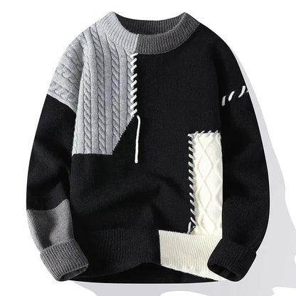 Sweater Men's American Retro Color Contrast Patchwork - InsPrint