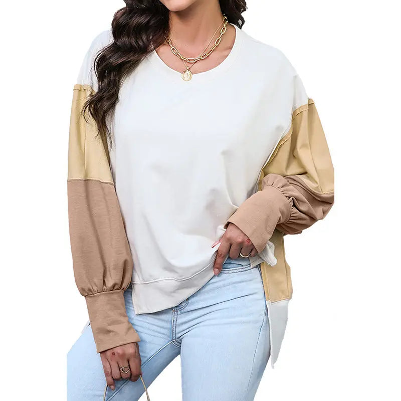 Round Neck Pullover For Women Casual Long Sleeve Sweatshirt Women - InsPrint