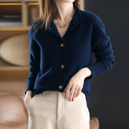 Stand Collar Women's Cardigan Knitted Sweater Loose Long Sleeve CJMY1933796