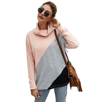 Women's Geometric Stitching Top T-shirt Bottoming Sweatshirt CJWY1912078