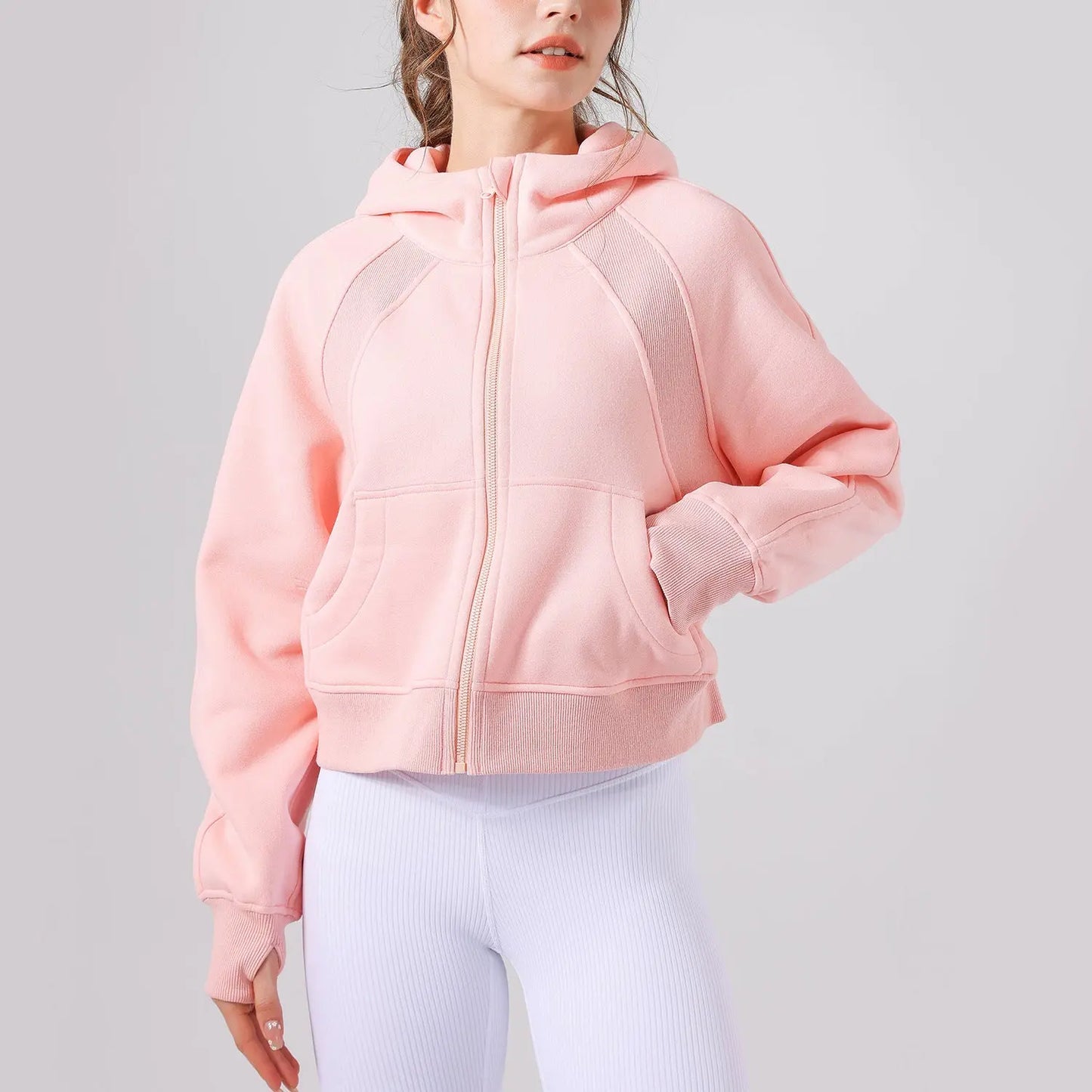 Fleece-lined Yoga Clothes Hooded Sweater Loose Thick Casual Zipper Sports Hoodie - InsPrint  - Fleece-lined Yoga Clothes Hooded Sweater Loose Thick Casual Zipper Sports Hoodie - InsPrint -  - #tag1# - Fleece-lined Yoga Clothes Hooded Sweater Loose Thick Casual Zipper Sports Hoodie - InsPrint