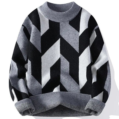 Round Neck Sweater Autumn And Winter Cool Contrast Color Sweater - InsPrint