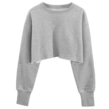 Women's Fashion Solid Color Short Sweatshirt - InsPrint