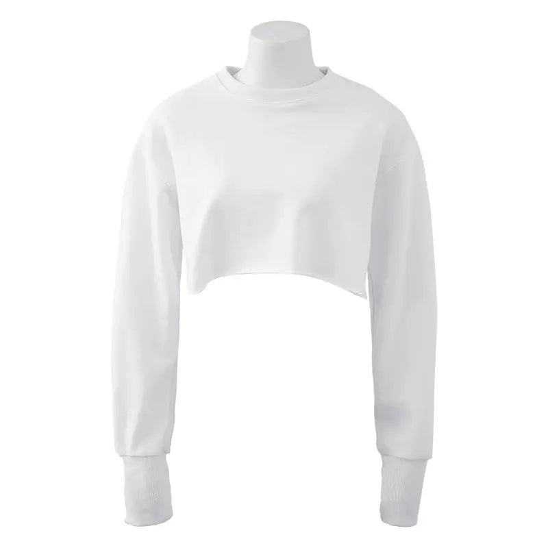 Women's Fashion Solid Color Short Sweatshirt - InsPrint