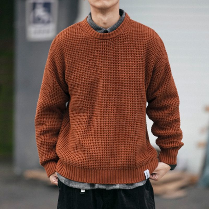 Men's Heavy Knit Loose Solid Color Casual Sweater CJWY1912078