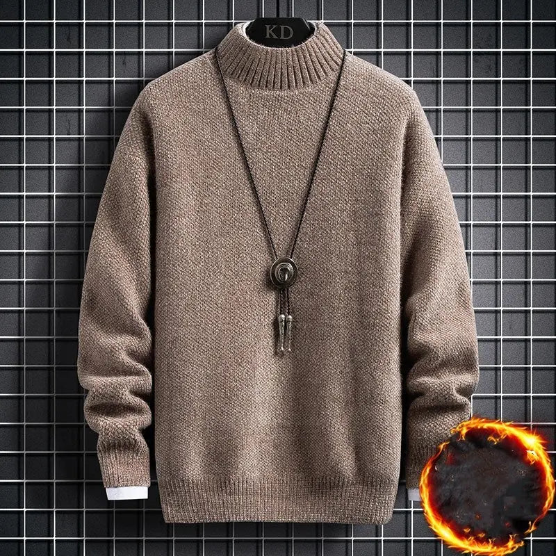 Winter Plus Fleece Thickened Student Middle Collar Warm Bottoming Sweater - InsPrint