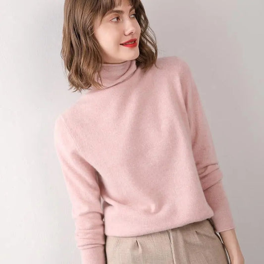 Turtleneck Western Style Inner Wear Thin Knitted Cashmere Sweater - InsPrint