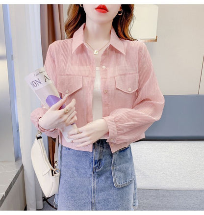 Loose Summer Short Chiffon Shirt For Women CJWY1912078