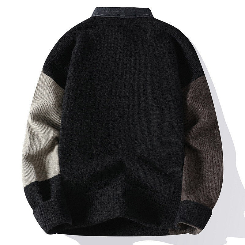 Men's False Two Pieces Sweater Base Knitting Thickened CJWY1912078