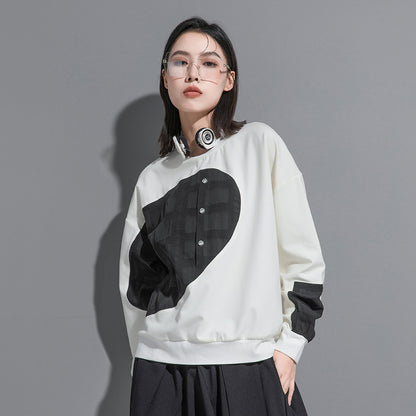 Splicing Semicircle Dark Series Loose-fitting Sweatshirt - InsPrint