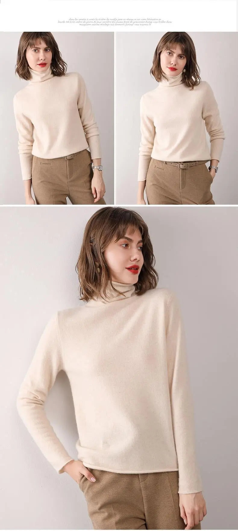 Turtleneck Western Style Inner Wear Thin Knitted Cashmere Sweater - InsPrint