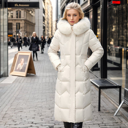 Winter Long Coat With Thickened Fur Collar Straight Slim Cotton-padded Jacket Women CJWY1912078