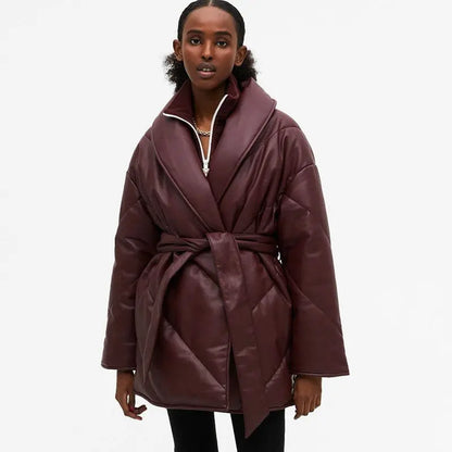 Winter Parkas For Women Loose Leather Coats Ladies Jackets - InsPrint