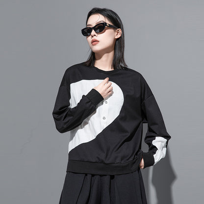 Splicing Semicircle Dark Series Loose-fitting Sweatshirt - InsPrint