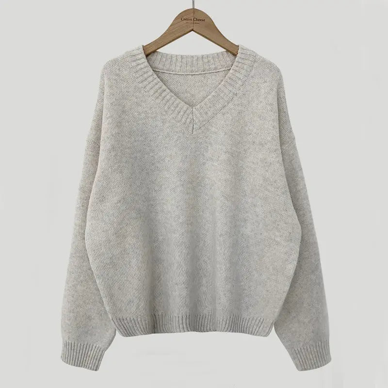 South Korea Basic Style V-neck Pullover Sweater Thermal Knitting - InsPrint