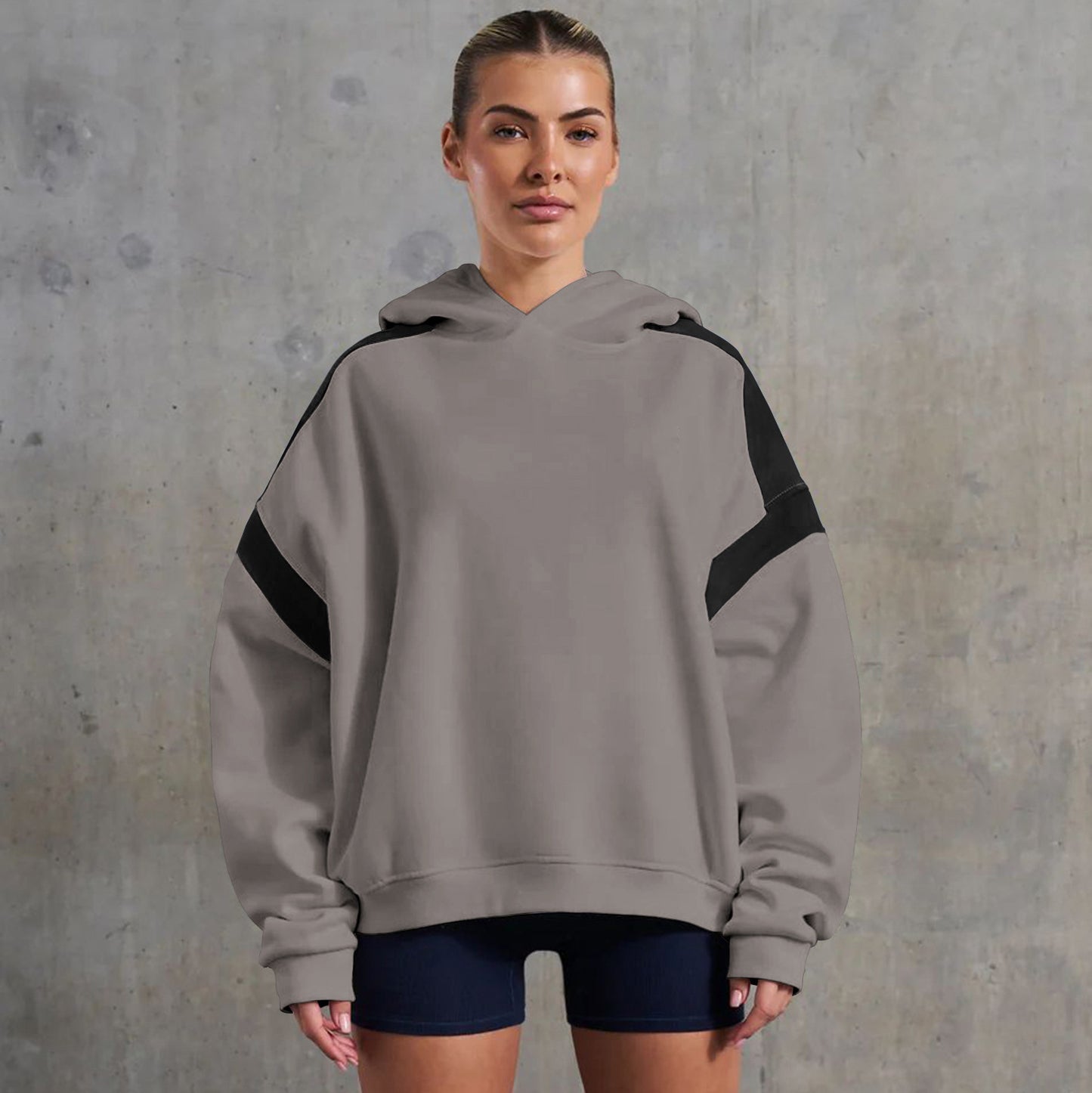 Contrast Colour Drop Shoulder Women's Hoodie - InsPrint