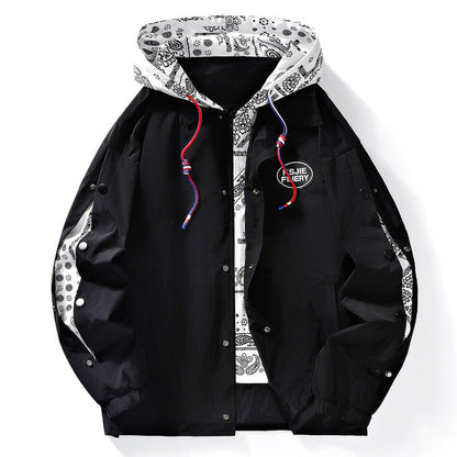 Paisley False Two-piece hooded Jackets - InsPrint