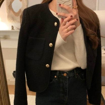 Small Short Woolen Jacket Cardigan Woman CJWY1912078