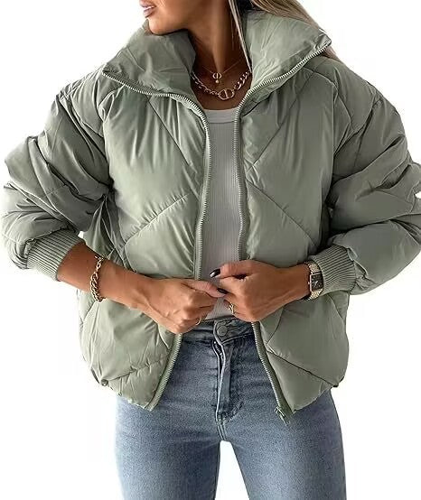 Long Sleeve Zipper Winter Quilted Short Cotton Jacket CJWY1912078