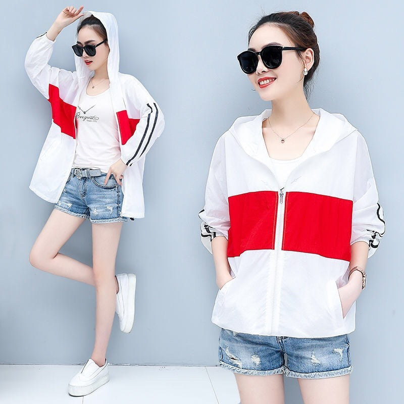 Summer Mid-length Colour Matching Loose hoodie CJWY1912078