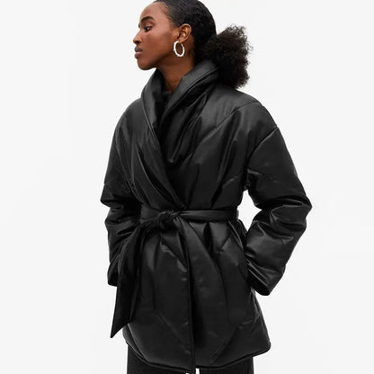 Winter Parkas For Women Loose Leather Coats Ladies Jackets - InsPrint