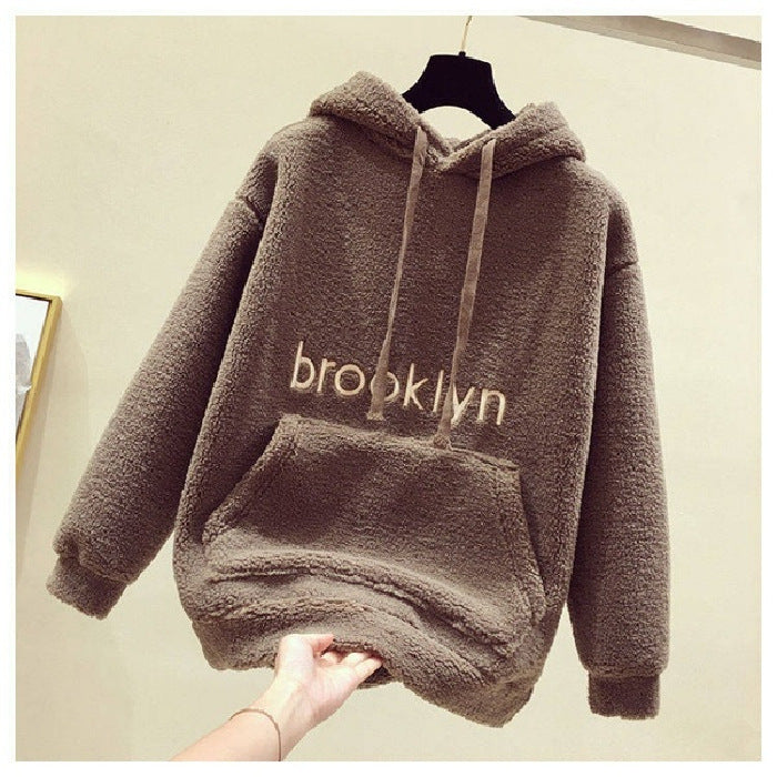 Student Loose Plus Fleece Hooded Sweater hoodie CJWY1912078