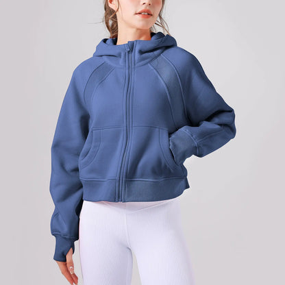 Fleece-lined Yoga Clothes Hooded Sweater Loose Thick Casual Zipper Sports Hoodie - InsPrint  - Fleece-lined Yoga Clothes Hooded Sweater Loose Thick Casual Zipper Sports Hoodie - InsPrint -  - #tag1# - Fleece-lined Yoga Clothes Hooded Sweater Loose Thick Casual Zipper Sports Hoodie - InsPrint