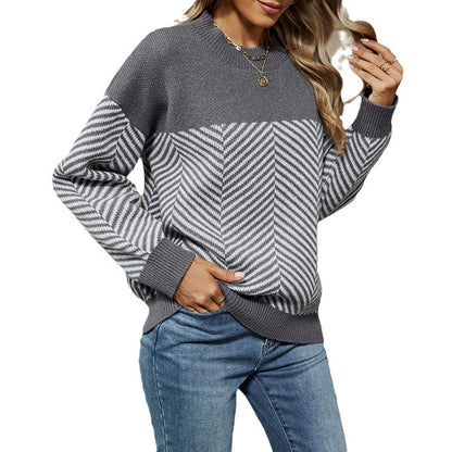 Lazy Striped Sweater Women's Long Sleeve - InsPrint