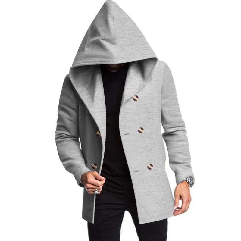 Men's Mid-length Slim Trench Coat Hooded Solid Color jacket - InsPrint  - Men's Mid-length Slim Trench Coat Hooded Solid Color jacket - InsPrint -  - #tag1# - 