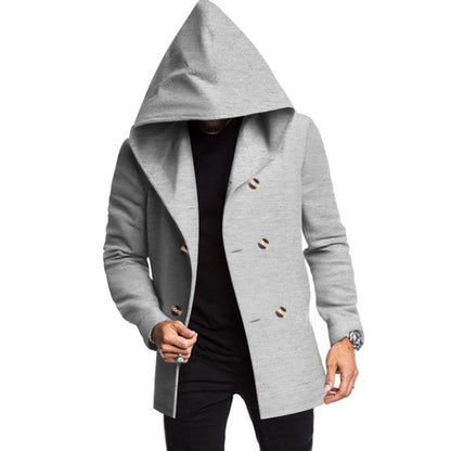 Men's Mid-length Slim Trench Coat Hooded Solid Color jacket - InsPrint  - Men's Mid-length Slim Trench Coat Hooded Solid Color jacket - InsPrint -  - #tag1# - 